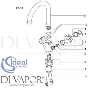 Ideal Standard Fairline Kit Mixer Rim Mounted Mono T/S Kitchen Tap Spare Parts - IDL DV 224
